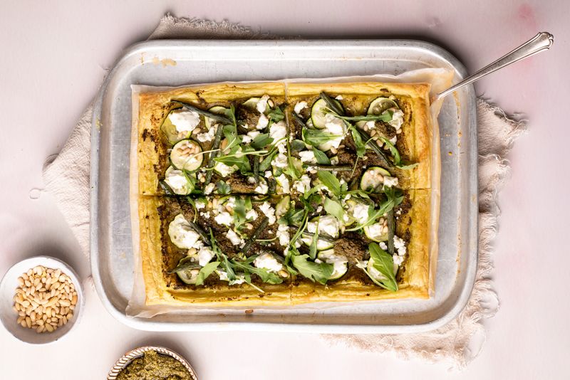 Courgette, Green Bean, and Feta Tart