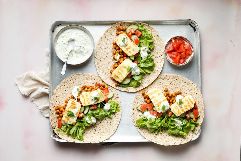 Halloumi and Chickpea Wraps