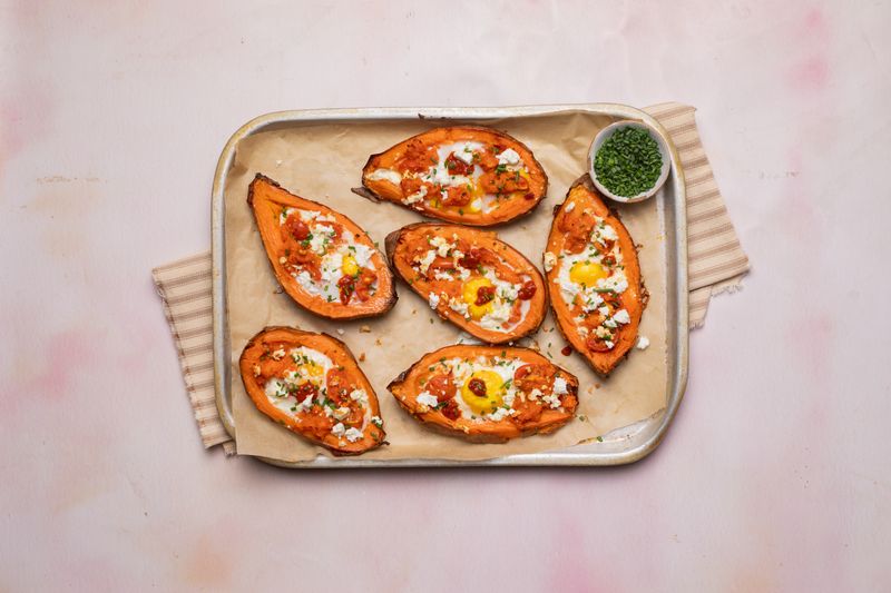 Harissa Stuffed Sweet Potatoes