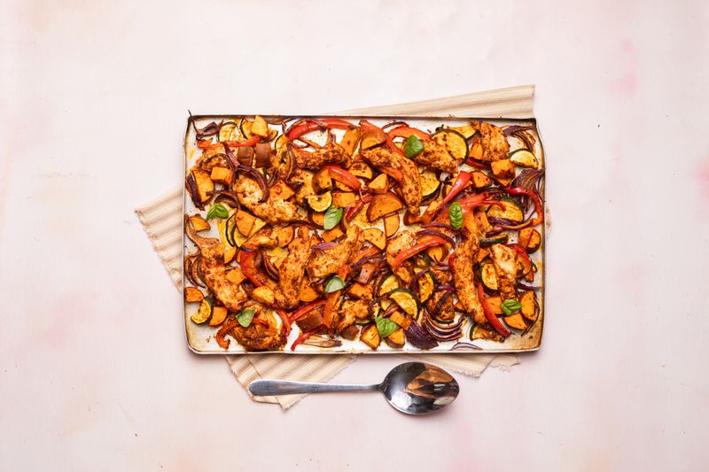 Cajun-Spiced Chicken and Vegetable Traybake