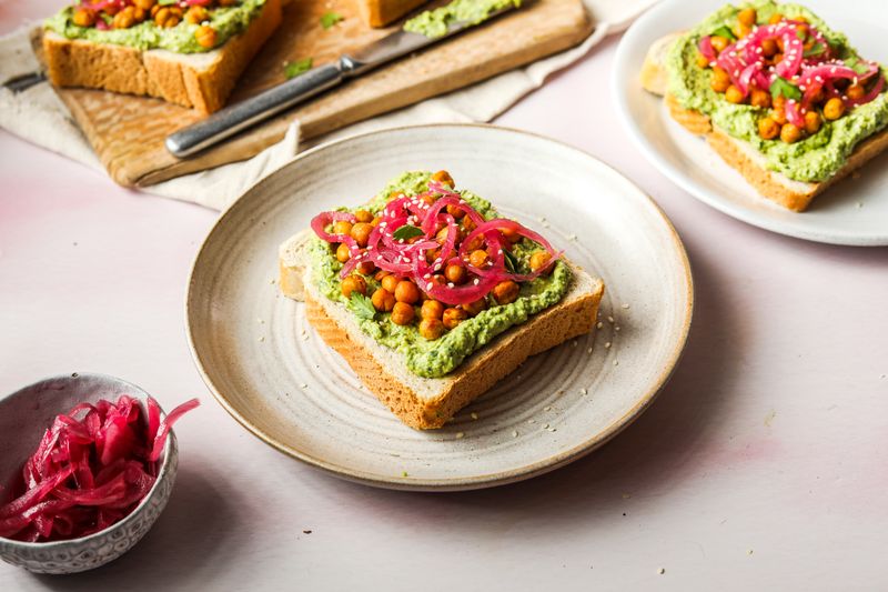 Spinach Hummus Open Sandwich