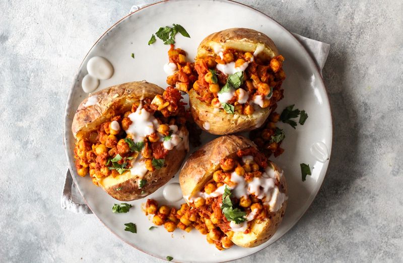 Chana Masala Stuffed Potatoes