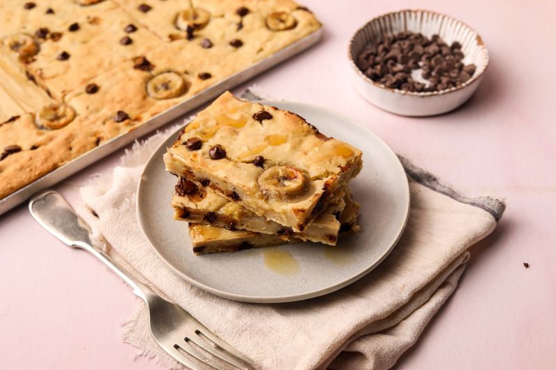 Banana Chocolate Chip Sheet Pancakes