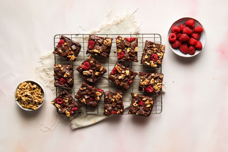 Raspberry and Walnut Brownies