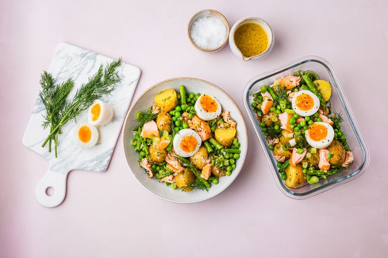 Spring Green and Salmon Potato Salad